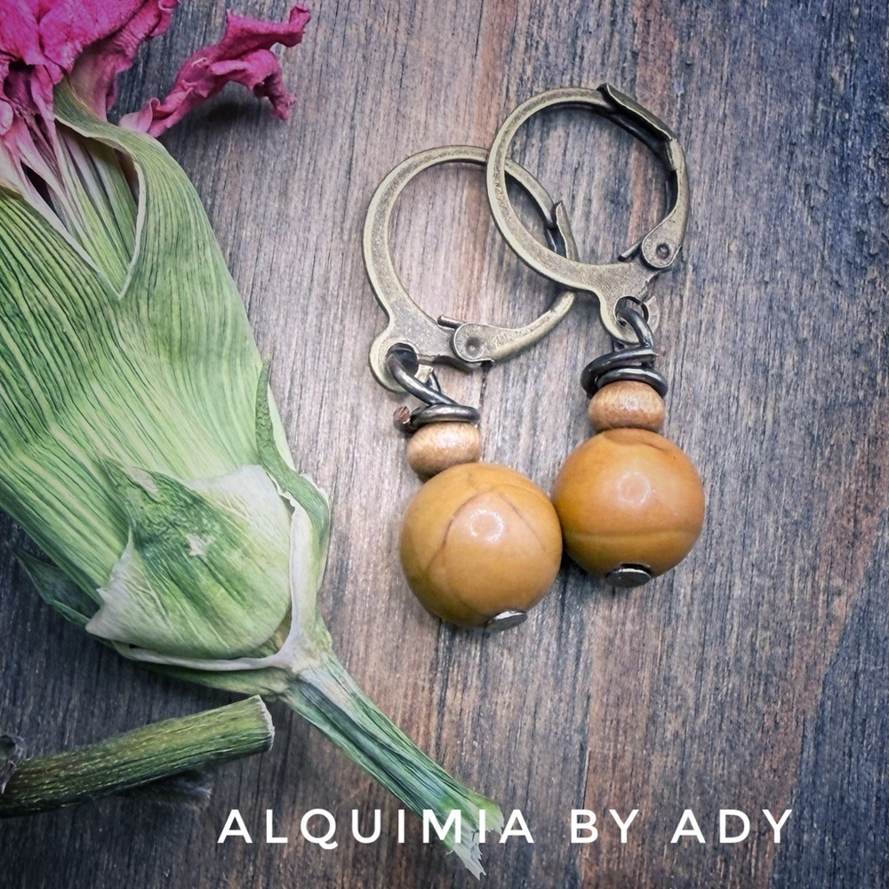 JASPER + Gold and Brown Earrings